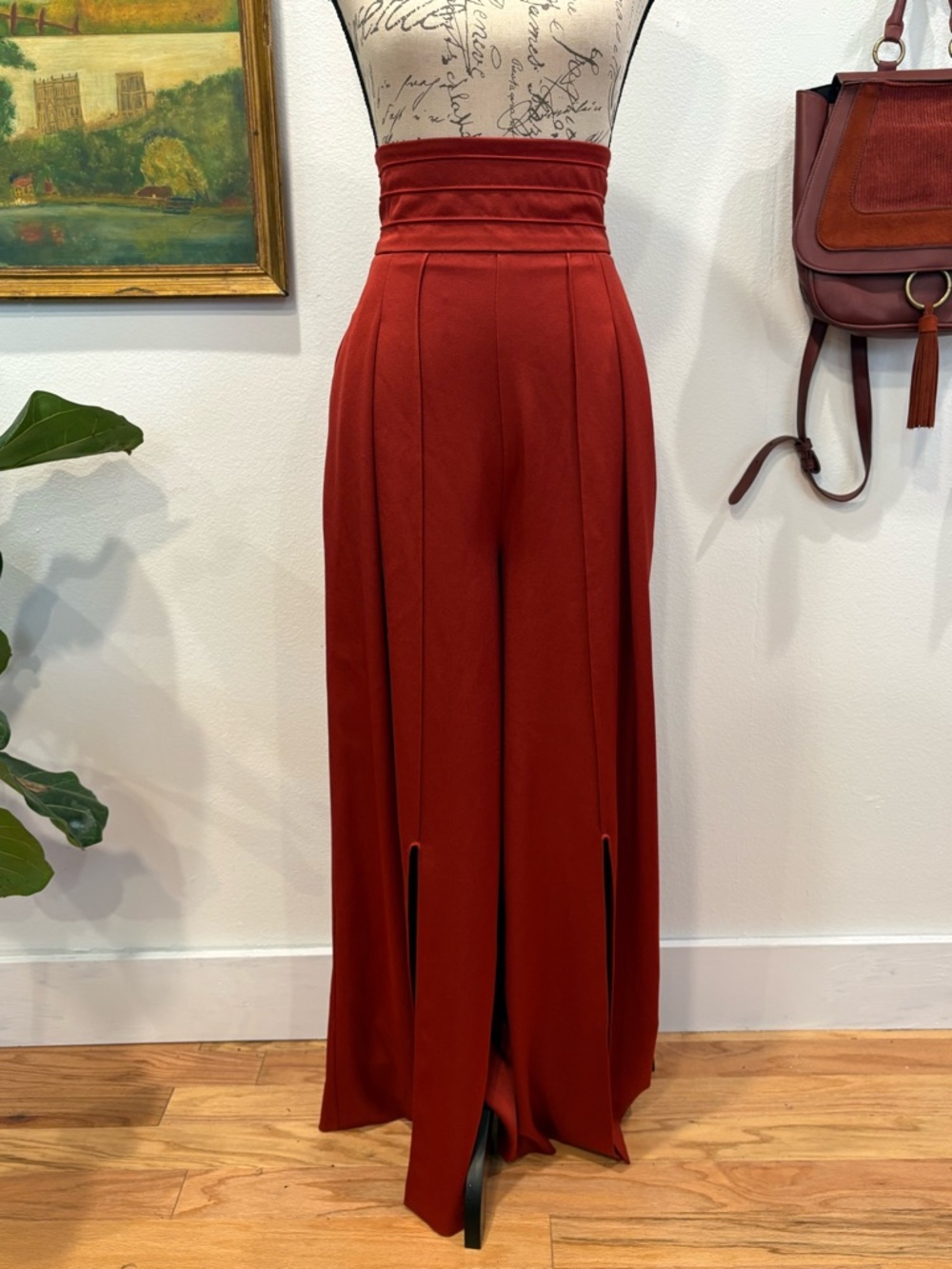 ABS Allen Schwartz High-Waist Wide Leg Pants in Rust